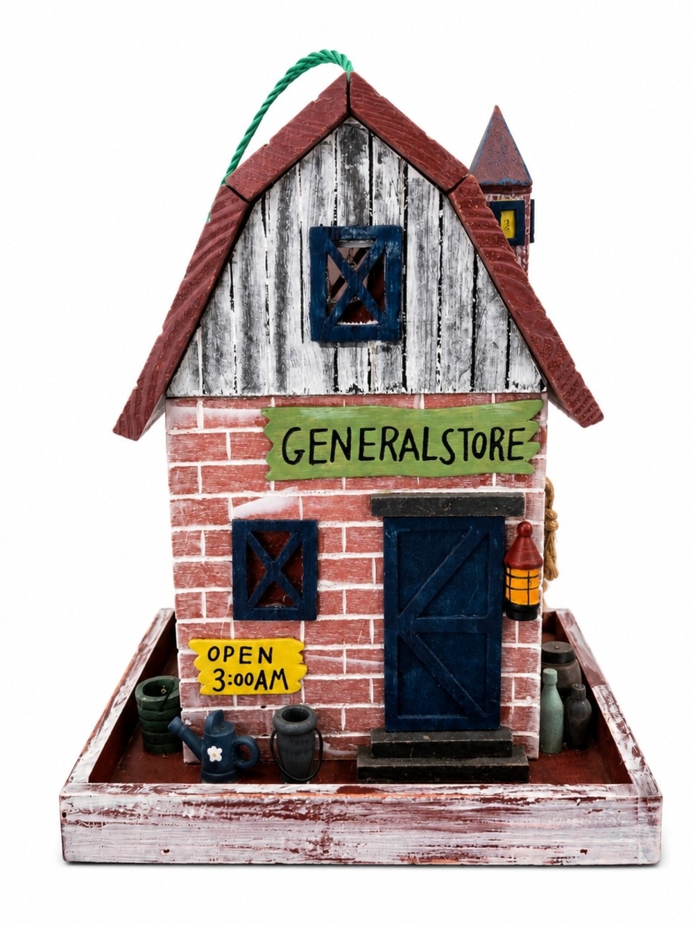 Rustic Wooden General Store Hanging Birdhouse Farmhouse Cottage Decor